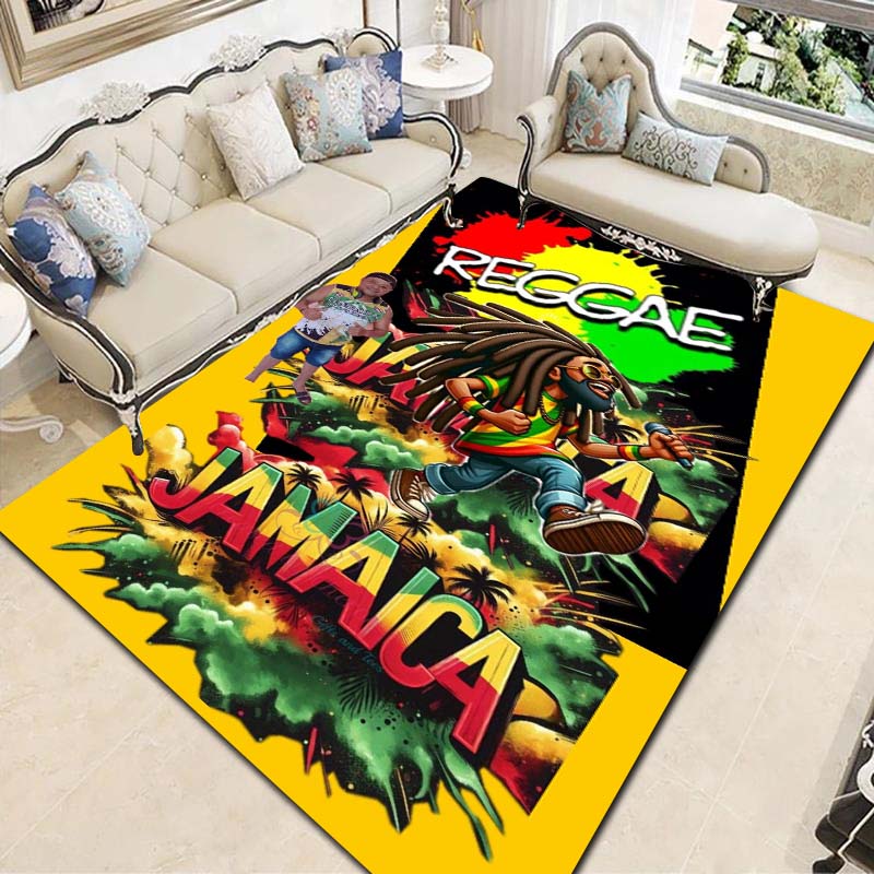 Bob Marley Culture Print Flannel Area Rug Non‑Slip Floor Mat For Couch Bedroom Game Room Living Room Home Holiday Decor Gift