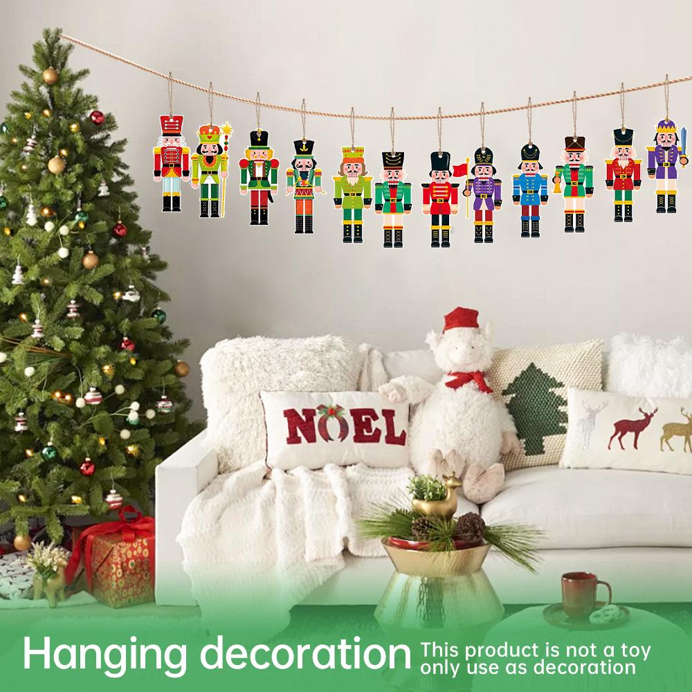 12Pcs/set Christmas Tree Pendant Decoration Nutcracker Soldier Ornaments DIY Banner New Year  Party Navidad Natal Xmas Gift