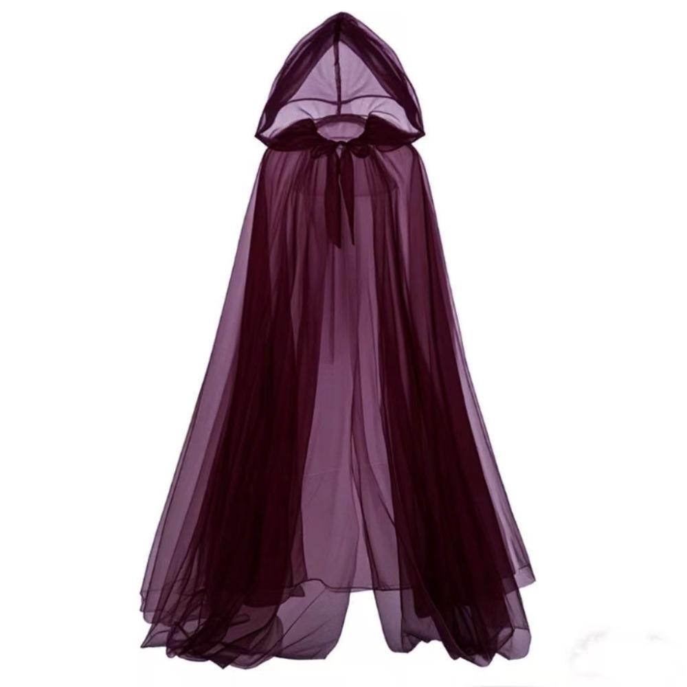

Lace-up Halloween Hooded Cloak with Oversized Hood Vintage Hooded Cape New Design Cosplay Costume вина червоного кольору