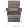 Garden Chair and Footstool with Cushions Grey Poly Rattan