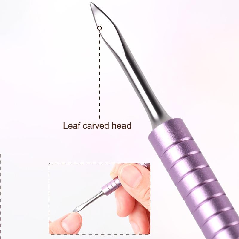 6 In 1 Nail Beveled Head Stainless Steel Cuticle Pusher Nail Art Sanding Tablet Manicure Sticks Tool For Salon Nails Accessories
