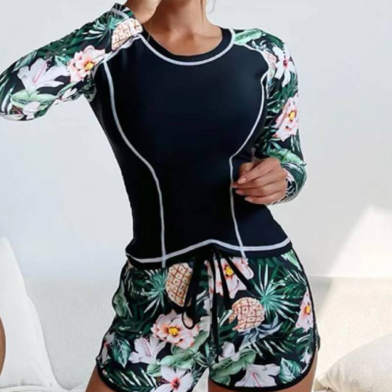 Costume da Bagno da Ragazza a Manica Lunga con Protezione UV per Sport Acquatici