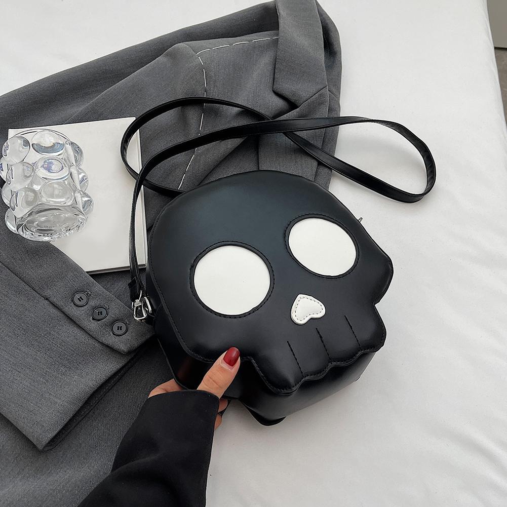 Women Novelty Pumpkin Purse PU Leather Demon Messenger Bag with Zipper Adjustable Strap Halloween Funny Bag