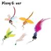 5pcs Cute Simulation Insect Cat Teaser Stick Heads Training Imitate Goldfish Cat Long Tail Pet Toy