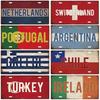 Vintage Aluminium Sign Metal License Plate Wall Art Netherlands Turkey Portugal Home Decor