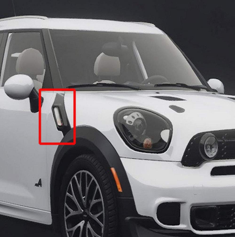 MINI R60 R61 Smoke Lens Fiber LED Flowing Sequential Front Side Marker Fender Turn Signal
