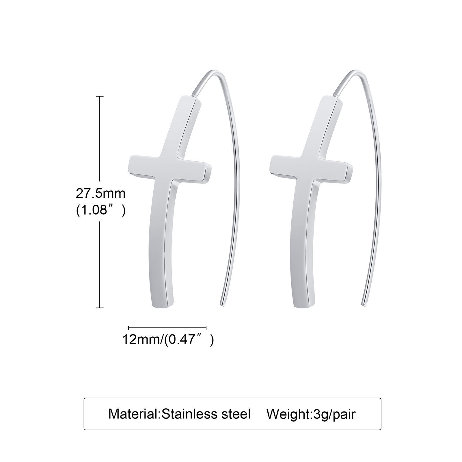 

Women s Gold Stainless Steel Cross Earrings - Fashionable European and American Style (ED-513)