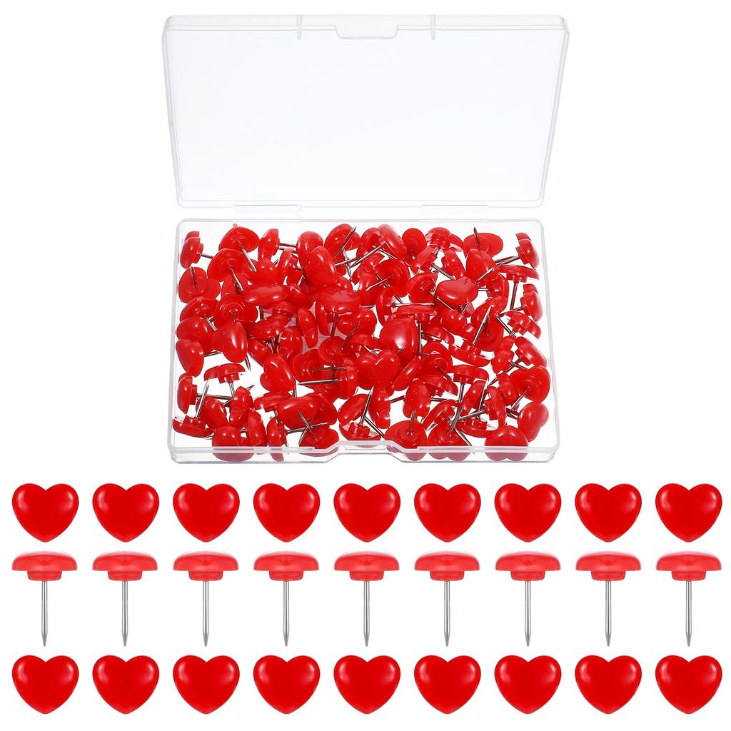 50Pcs Push Pins,  0.47 Inch Red Love Heart Pins Cute Thumb Tacks for Cork Board Plastic Push Pin.