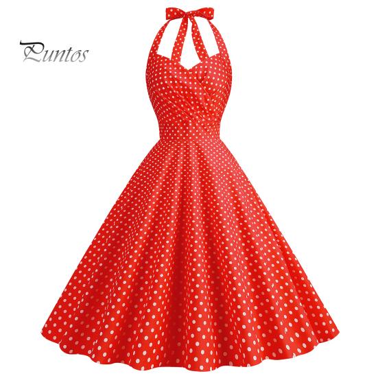 

Женское вечернее платье, винтажное контрастное цветное платье с точечным принтом, трапециевидное, с большими качелями, тонкое, без рукавов, с открытой спиной, с лямкой на шее, плиссированное платье миди в стиле принцессы S красный