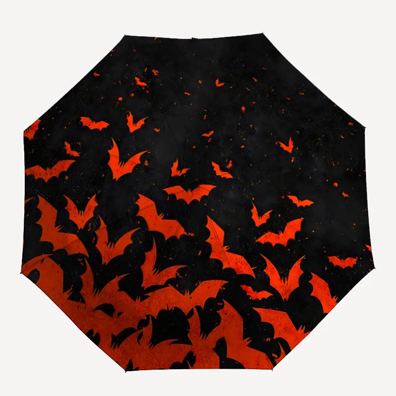 

1pc Halloween Bats Automatic Folding Umbrella, 8-Rib Sturdy Canopy, Portable Travel Umbrella for Outdoor Use