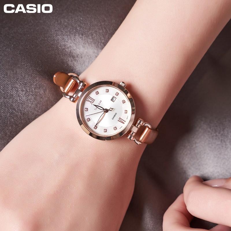 Casio SHEEN Star Internet Celebrity Versatile Date Display Waterproof Business Quartz Movement Genuine Leather Strap Japanese and SHE-4536PGL-7BUPRD