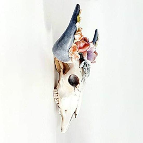 Wall Ornament Beautiful Decorative Resin Succulent/Flower Cow Skull Hanging Pendant for Room