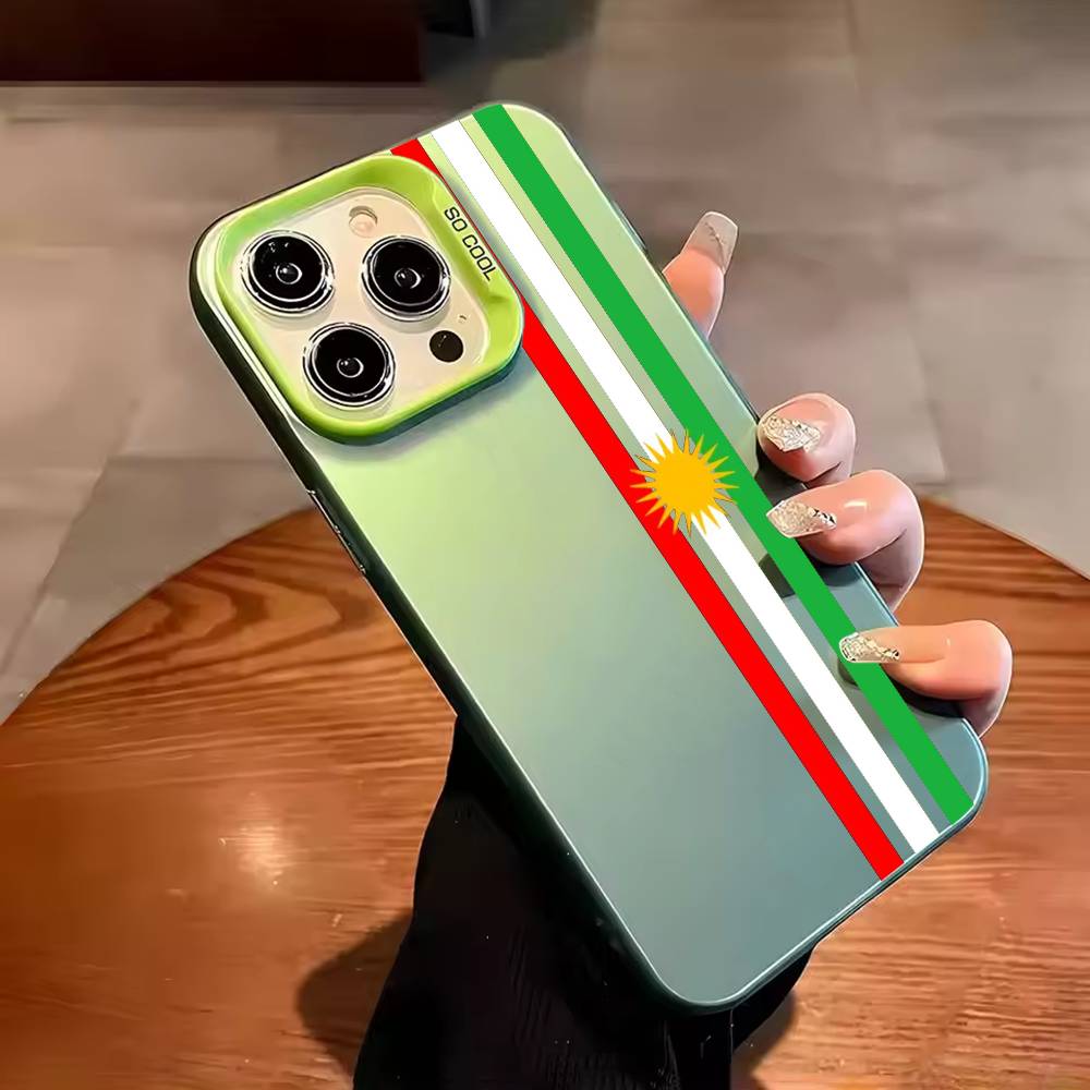 

Kurdistan Flag Cool Phone Case For iPhone 17 16 15 14 13 12 11 Pro Max Plus Silver candy Matte Cover iPhone15pro