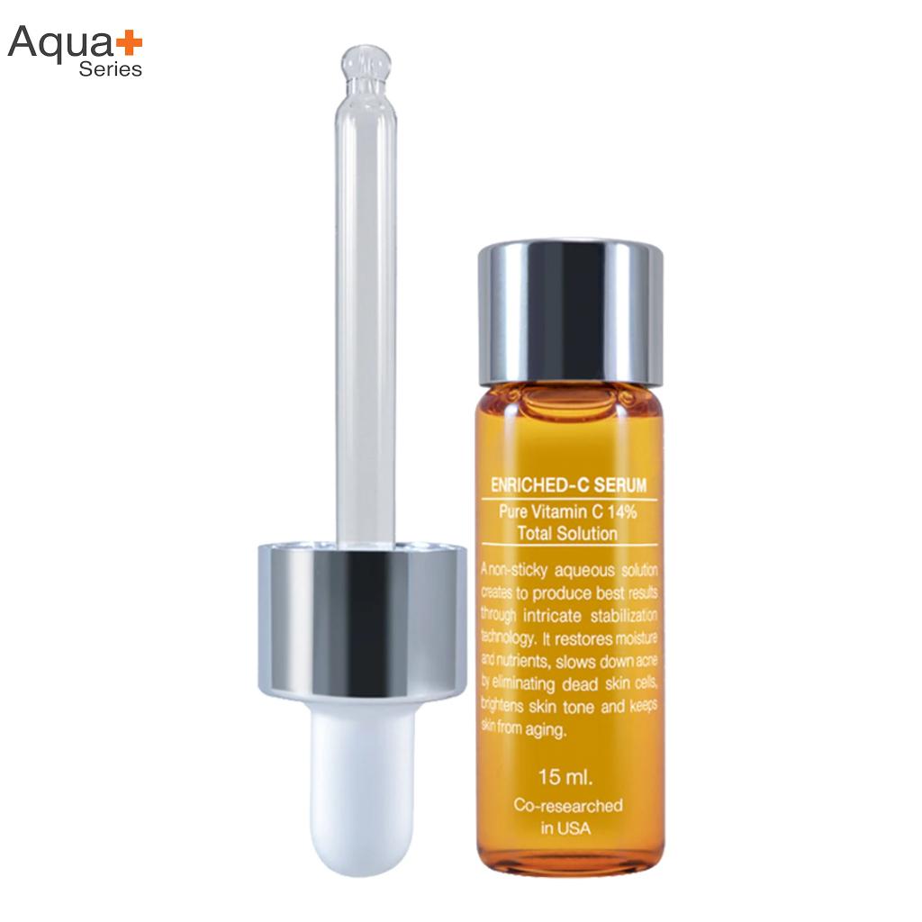 Seria Aqua+ Serum wzbogacone C, przeciwzmarszczkowe i rozświetlające skórę, 15 ml.