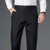 Pantaloni da Uomo Business Casual in Seta di Ghiaccio Elasticizzati Uomo Pantaloni Larghi Asciugatura Rapida Primavera e Autunno Gamba Dritta Ufficio Pantaloni da Lavoro Neri