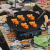 30CM Non-Stick Outdoor BBQ Grill Pan Beautiful Stovetop Baking Tray Korean Roasting Plate for Camping