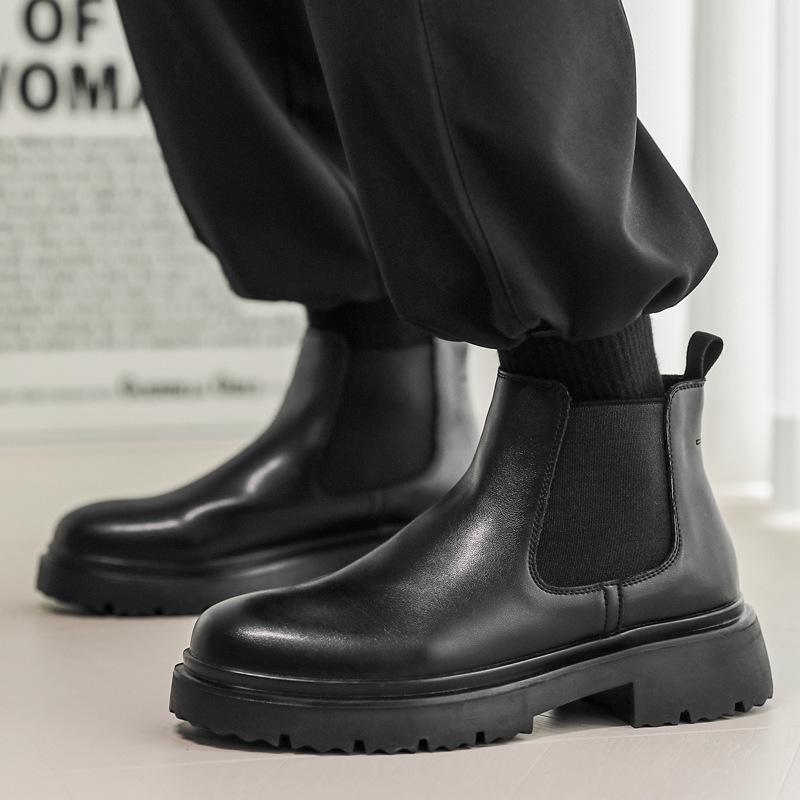 

Высокие ботинки Martin, мужские туфли дерби с круглым носком, большие ботинки-сигареты, винтажные ботинки челси 23325-J 44 чёрный