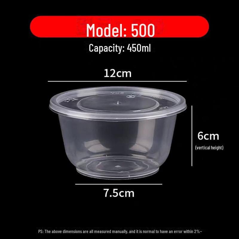 Round Disposable Plastic Bowl with Lid for Fresh-Keeping