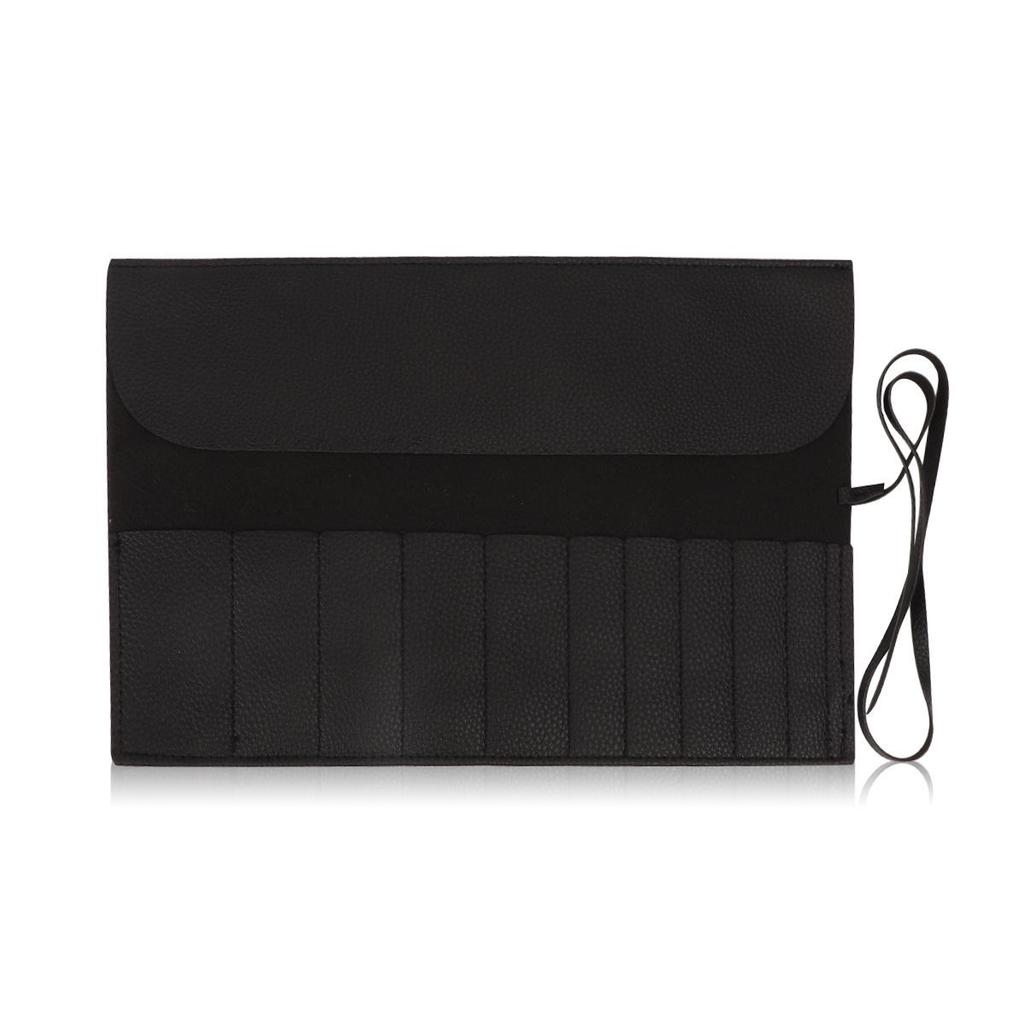 Black Foldable Makeup Brush Bag, Large Capacity, 14-40 Slots