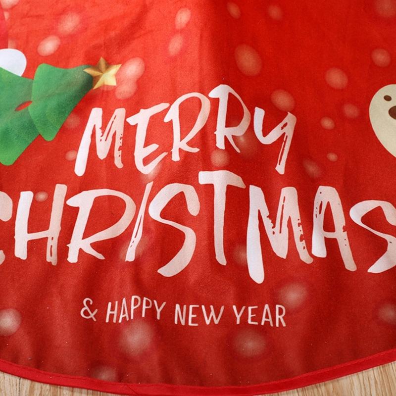 Cartoon Christmas Tree Skirt Ornament 35Inch Christmas Tree Mat Machine Washable for Home Holiday Party Decoration
