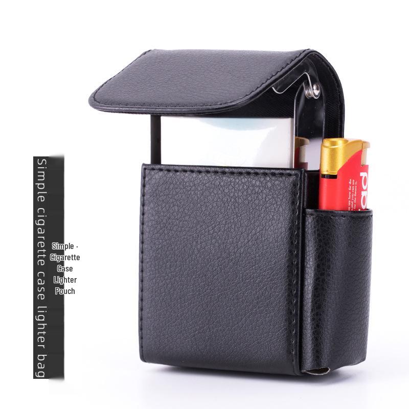 Portable Men's 20-Stick Stainless Steel Cigarette Case with Integrated Lighter