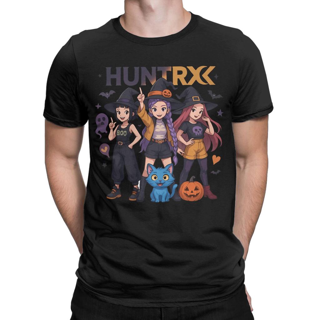 Gruseliger Hunterx Halloween Kpop Dämonenjäger Huntrix Mädchen und Tiger T-Shirt für Männer Baumwolle Humorvolles T-Shirt Rundhals T-Shirt