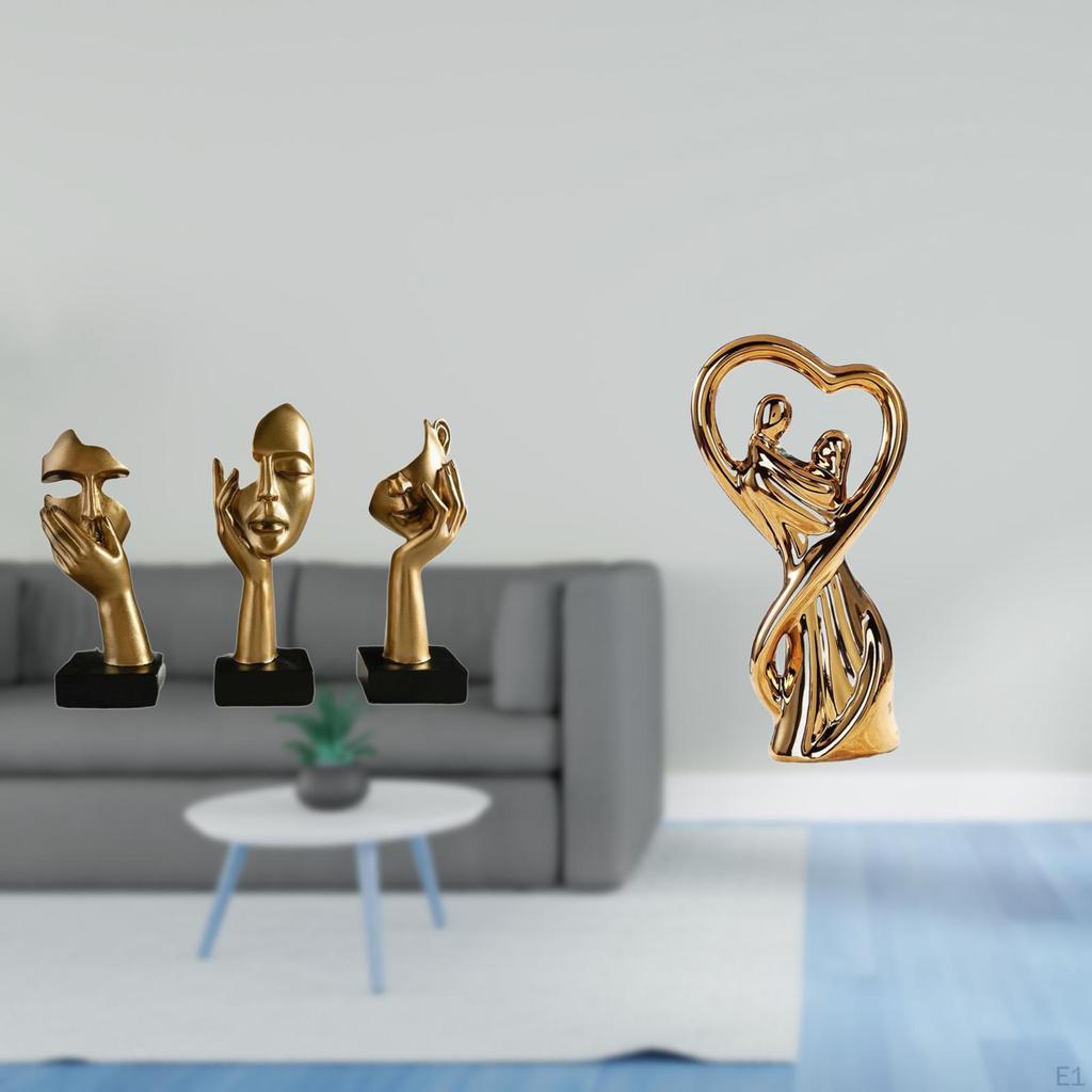 Abstract Resin Thinker Couple Figurine Sculptures Souvenirs Art Statues for Office Living Room