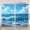 Waterproof Blue Ocean Waves Curtain Polyester Beach Tropical Sea Window Filtering Day Night Home Decor Curtains Shower Curtain D