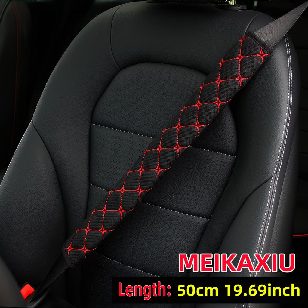 1 Embroidered Fabric Breathable Truck Car Seat Belt Safety Belt Shoulder Protector 50cm16.7 Inch Car Interior Supplies Black