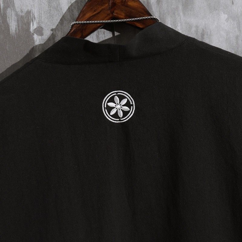 Summer Men's Haori Cardigan Kimono Shirt Samurai Japanese Clothing Robes Loose Obi Male Yukata Jacket Streetwear Asian Clothes