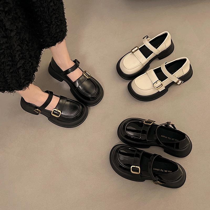 Platform British style small leather shoes 2025 new spring and autumn retro Mary shoes loafers black single shoes