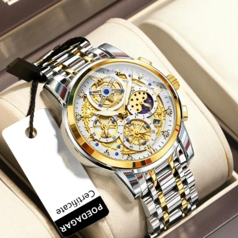 POEDAGAR Luxury Watch For Men Original Waterproof Luminous Date Clock Chronograph Stainless Steel Quartz Watches Reloj