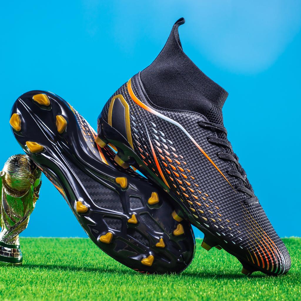 High-top Football Shoes Mens Soccer Cleats Outdoor Lightweight Training Boots Ground Athletic Football Boots for Men/Women