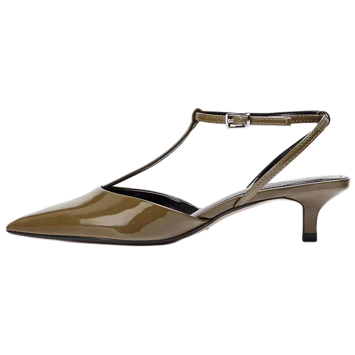 

Zara Новогодняя коллекция ПУ Элегантный каблук-котенок Острый носок Туфли на высоком каблуке 5 см Женские туфли на высоком каблуке Зеленый 11206510 36