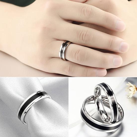 Men Women Black Band Ring Titanium Stainless Steel Fashion Jewelry Lover Gift