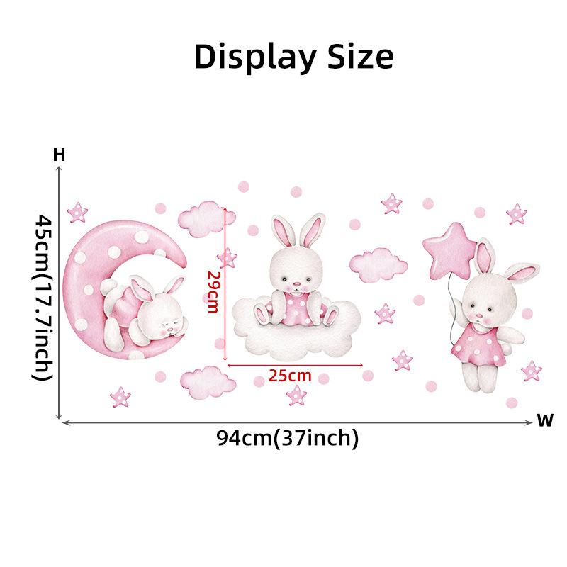 Cartoon Cute Pink Bunny Wall Stickers Girlish Style Girl Children's Room Kindergarten Self-adhesive Decoration Beautification