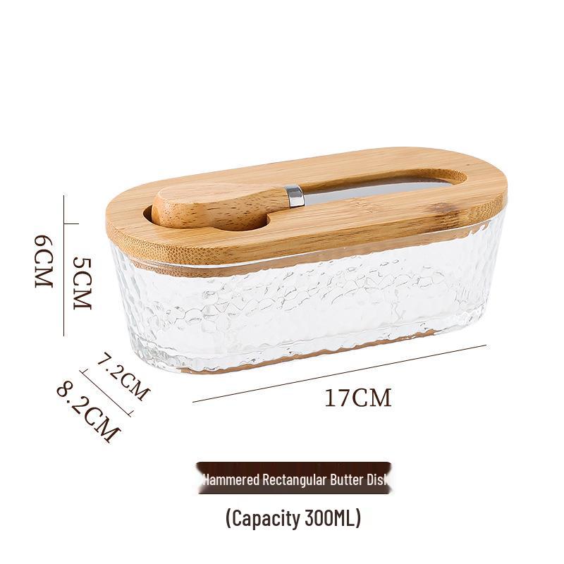 Transparent Glass Butter Dish with Lid & Spreader - Cheese Fresh-Keeping Box for Home Use