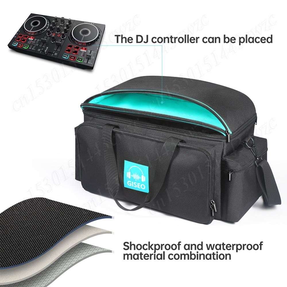 DJ Cable File Bag Large Capacity DJ Bag with 4 Detachable Dividers DJ Cabel Organizer Case for Sound Equipment DJ Gear Musician
