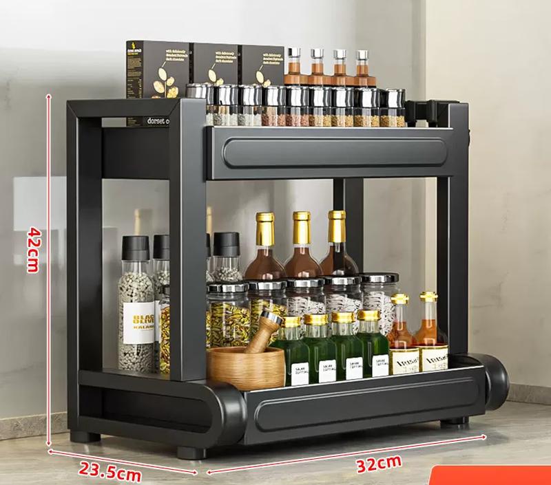 YouShu 2-Tier Kitchen Spice Rack with Utensil Holder