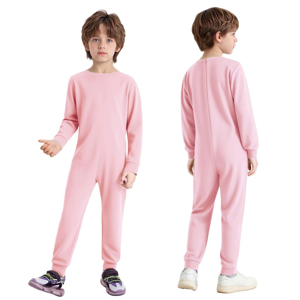 Unisex Kids Adaptive Jumpsuit Special Needs Clothing Back Invisible Zipper Cotton Long Sleeve
