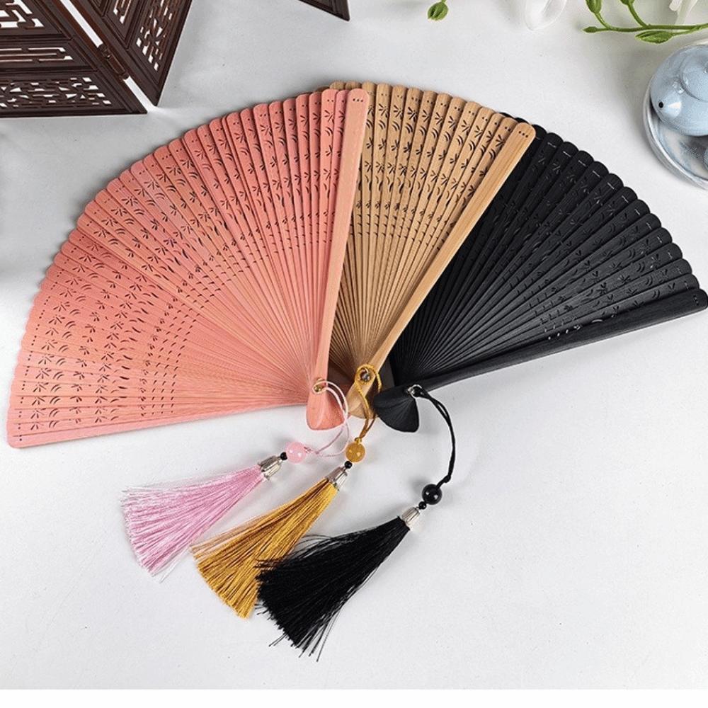Portable Folding Bamboo Fan Handmade Retro Bamboo Fan Elegant Classical Folding Fan for Women