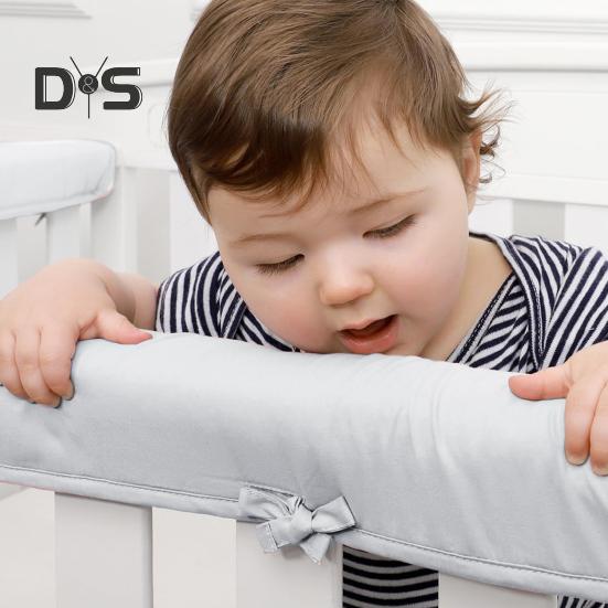 3Pcs Crib Rail Cover Reversible Crib Rail Edge Protector Soft Anti-Collision Teething Strip Universal Baby Crib Corner Guard Safety Bumper