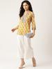 Yellow Printed Sequinned Pure Cotton Kurti
