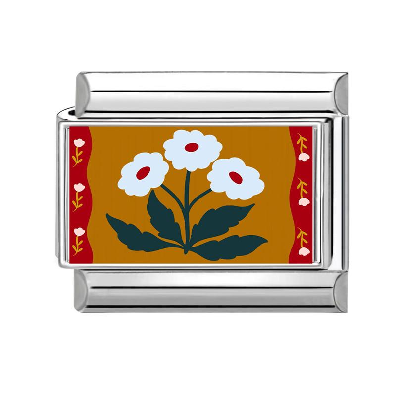 Colorful Art Printing Daisy Sunflower Tulip Rose Flowers Italian Charm Links Fit 9MM Stainless Steel Bracelet DIY Making Gifts