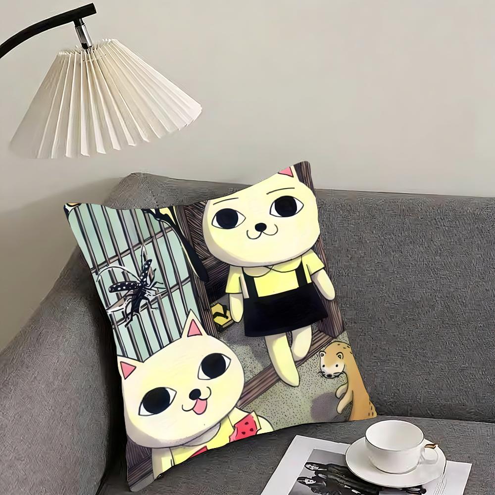 

NNekojiru Cartoon Cushion Cover Pillowcase Ultra Soft Skin Friendly Fabric Cloud Like Comfort Concealed Zipper 30x30cm
