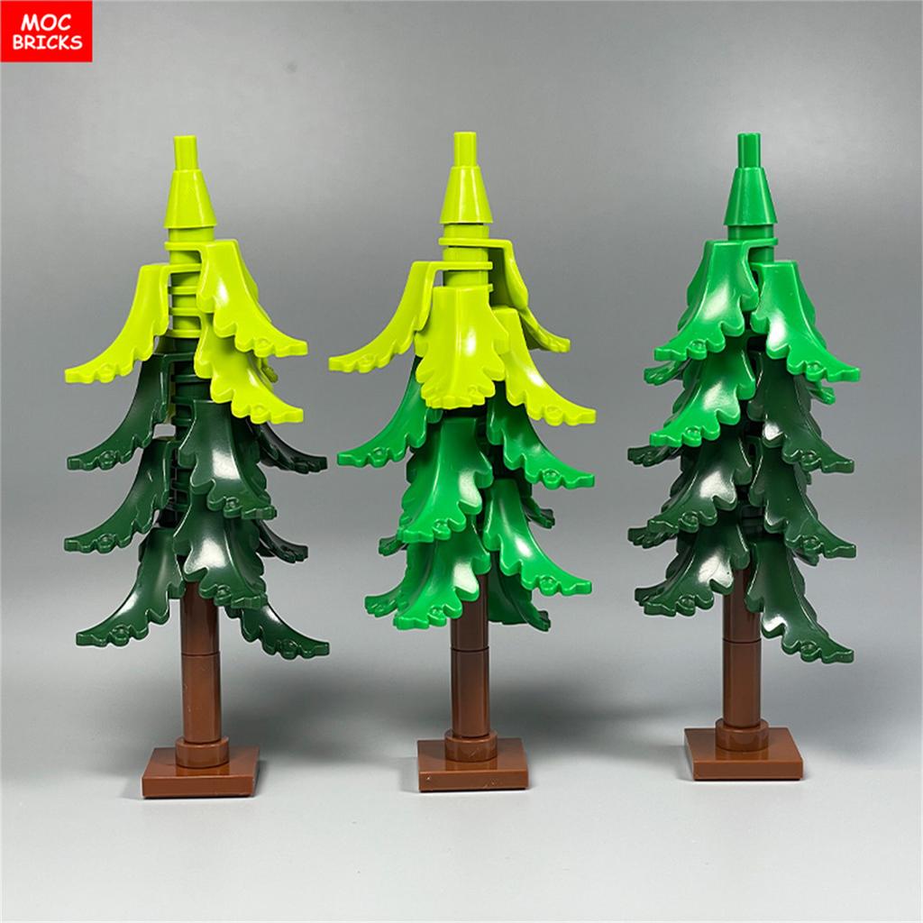 MOC Bricks Plant Winter Tree Model Forest Bush Pine Building Block City Street House Cottage Scene Decoration Kid Toy Gift