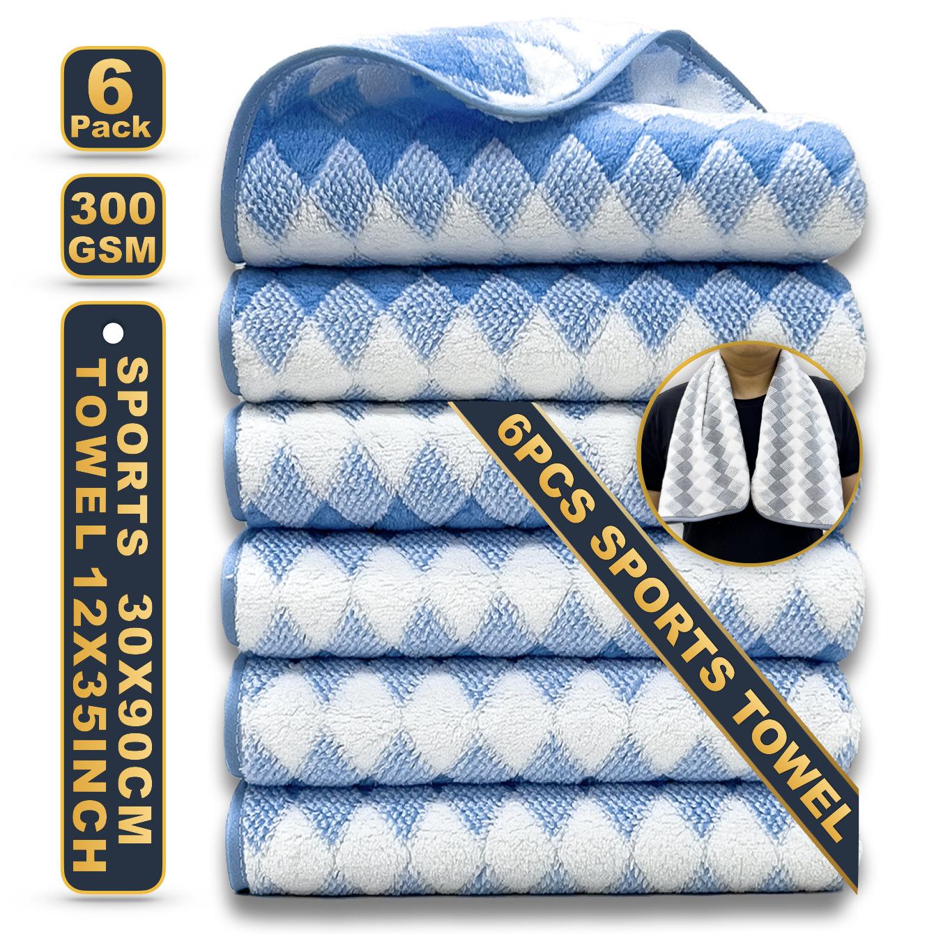 Fitness Exercise Towel 30 * 90cm Extended Jacquard Towel Set of Six