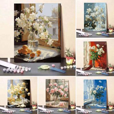 1 Set Adult DIY Oil Painting Kit with Wooden Easel DIY Paint