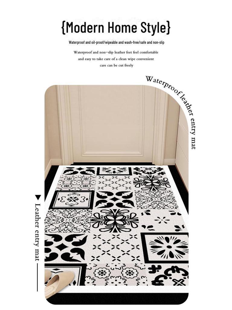 Retro American Non-Slip Wear-Resistant Leather Entrance Mat