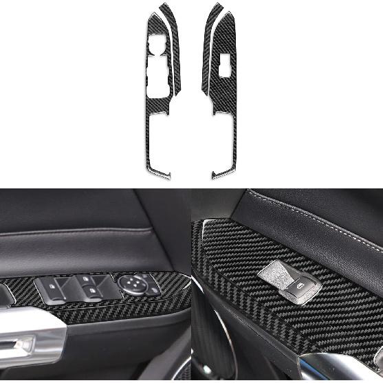NVCNX Real Carbon Fiber Compatible with Ford Mustang GT 2015- 2016 2017 2018 Accessories Car Gear Shift Frame Cover Interior Trim Sticker Decal